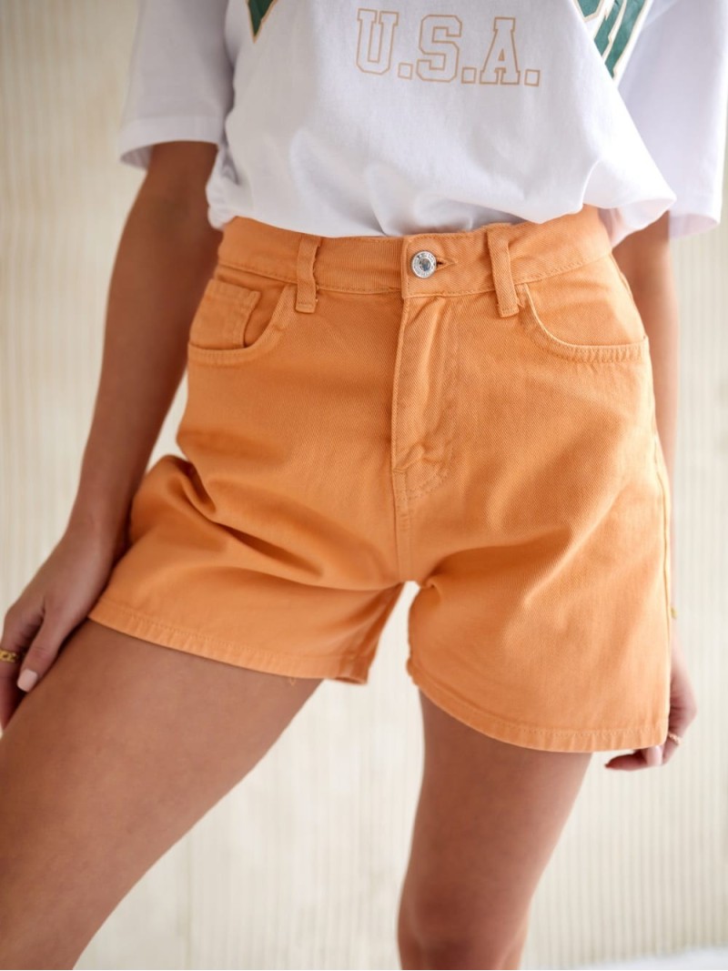 High-waisted denim shorts orange 50325 - Online store - Boutique